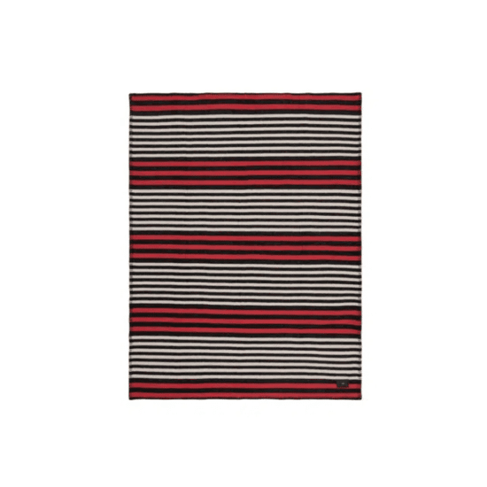 Viso Merino Blanket Black, White and Red Stripe