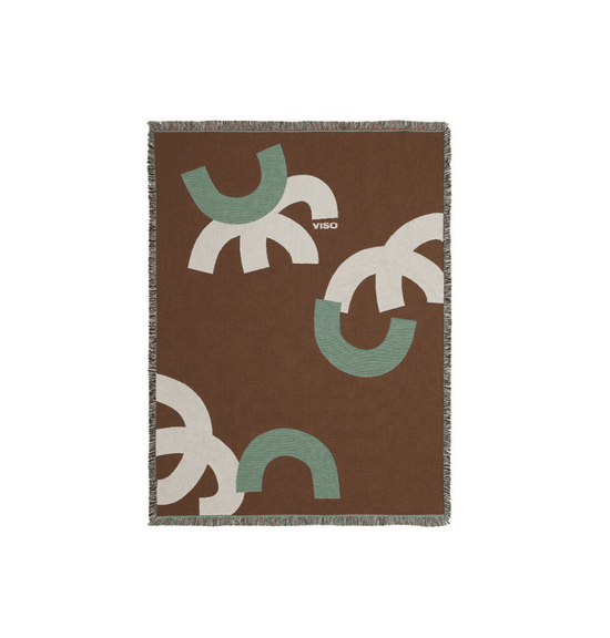 Viso Tapestry Blanket Cream, Brown and Mint abstract