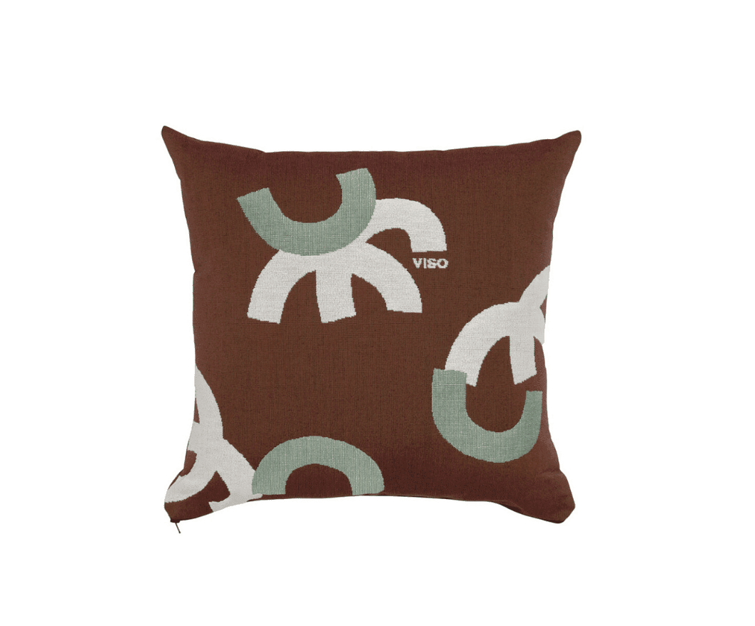 Viso Tapestry Pillow Cream, Brown and Mint Abstract Pattern