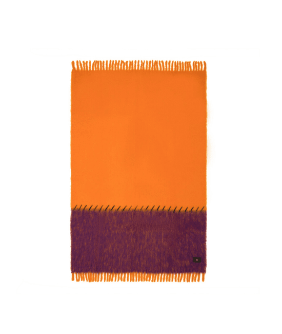 Load image into Gallery viewer, Viso Mohair Blanket Orange &amp;amp; Purple Colour Block
