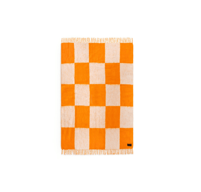 Viso Mohair Blanket Orange & White Check