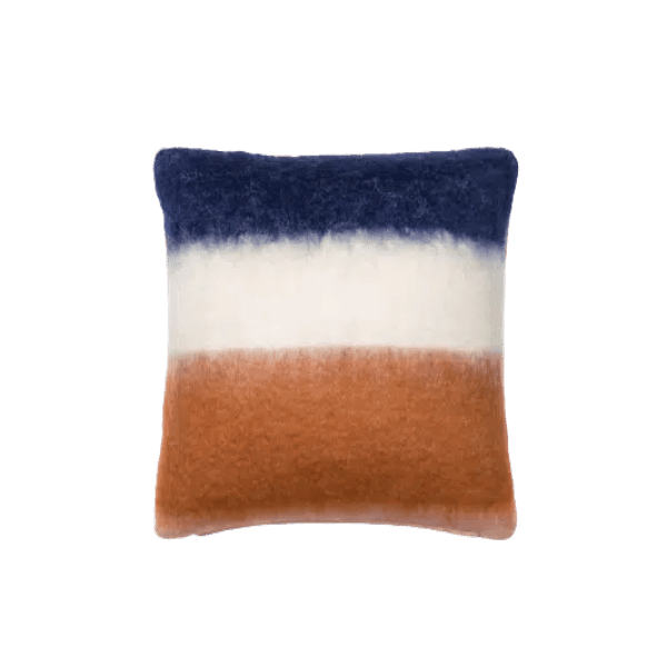 Viso Mohair Pillow Pink, Camel, White and Navy Colour Block