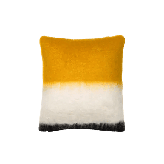 Load image into Gallery viewer, Viso Mohair Pillow White, Yellow and Black Colour Block
