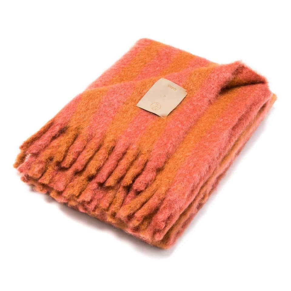 Viso X Studio Giancarlo Valle Mohair Blanket Pink and Orange
