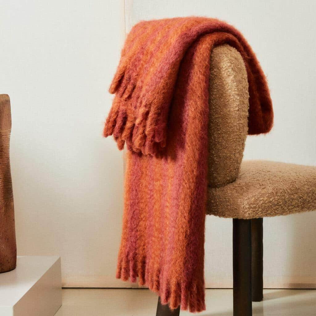 Viso X Studio Giancarlo Valle Mohair Blanket Pink and Orange chair