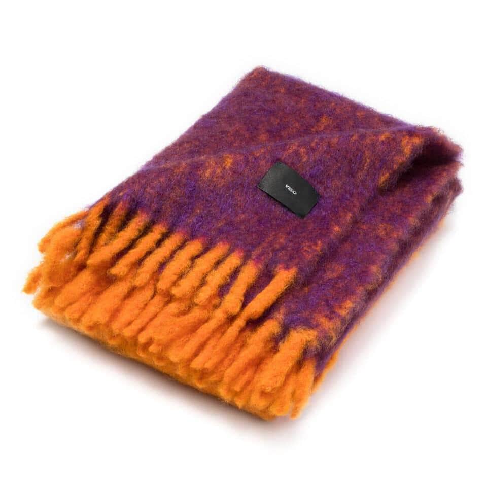 Viso Mohair Blanket Orange & Purple Colour Block