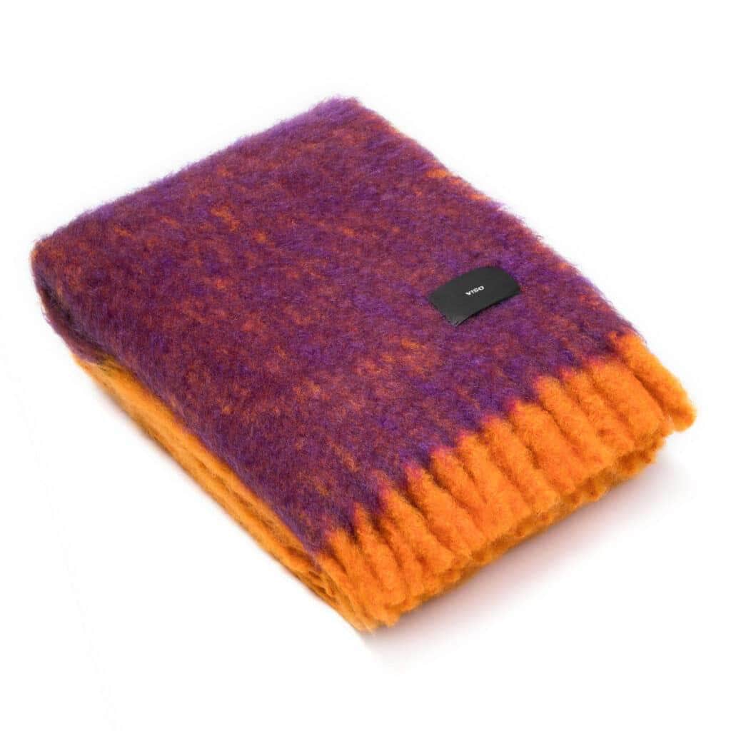 Viso Mohair Blanket Orange & Purple Colour Block