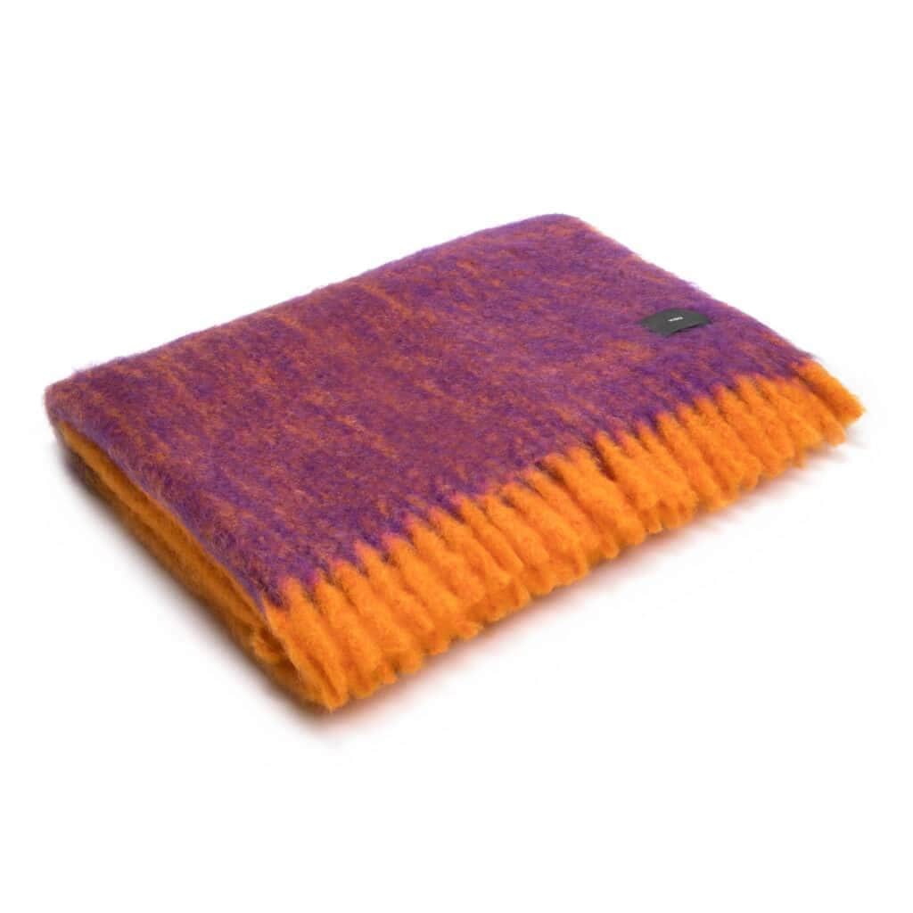 Viso Mohair Blanket Orange & Purple Colour Block
