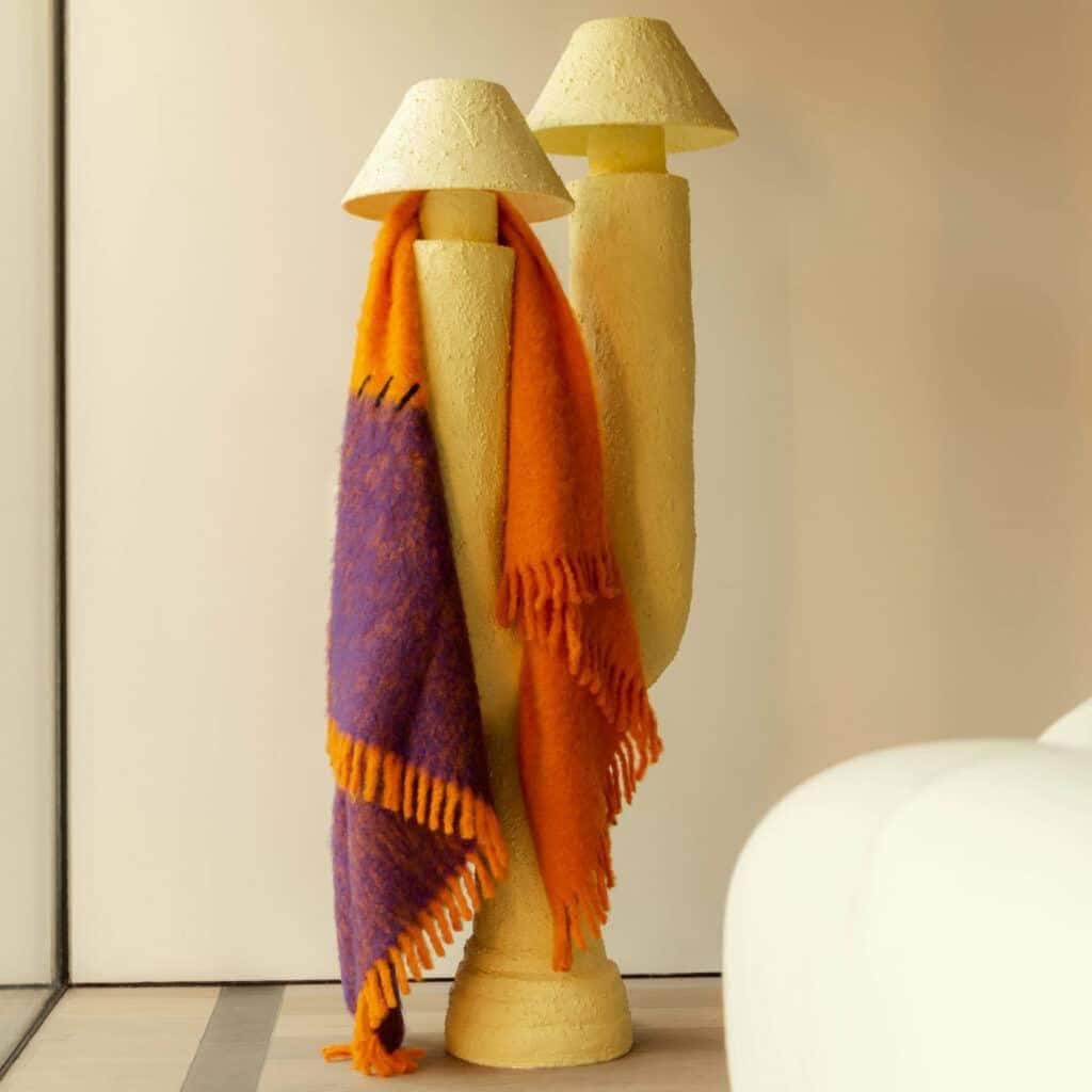 Viso Mohair Blanket Orange & Purple Colour Block