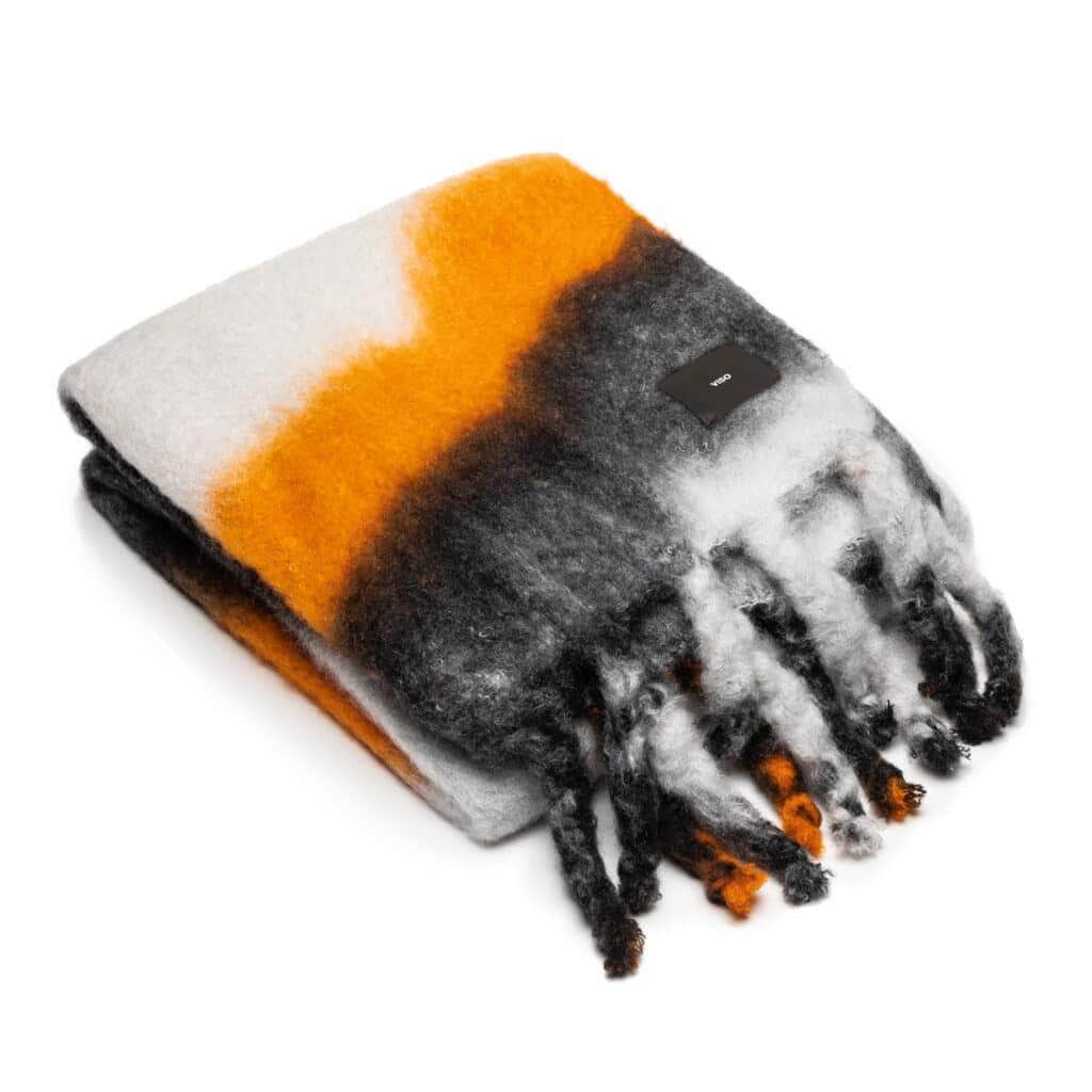 Viso Mohair Blanket White, Orange and Black Pattern