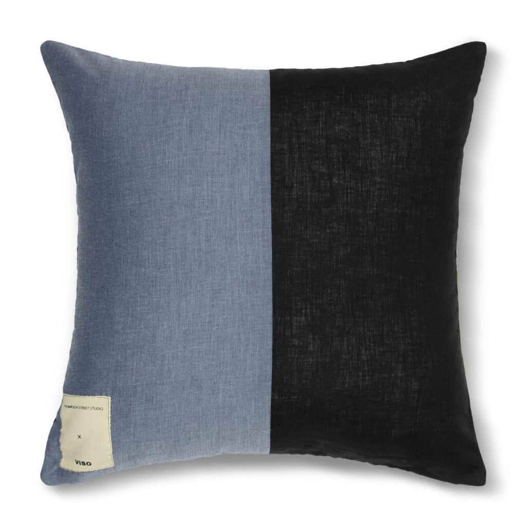 Load image into Gallery viewer, Viso X Thomson Street Quilt Pillow Green, White, Grey and Black Pattern
