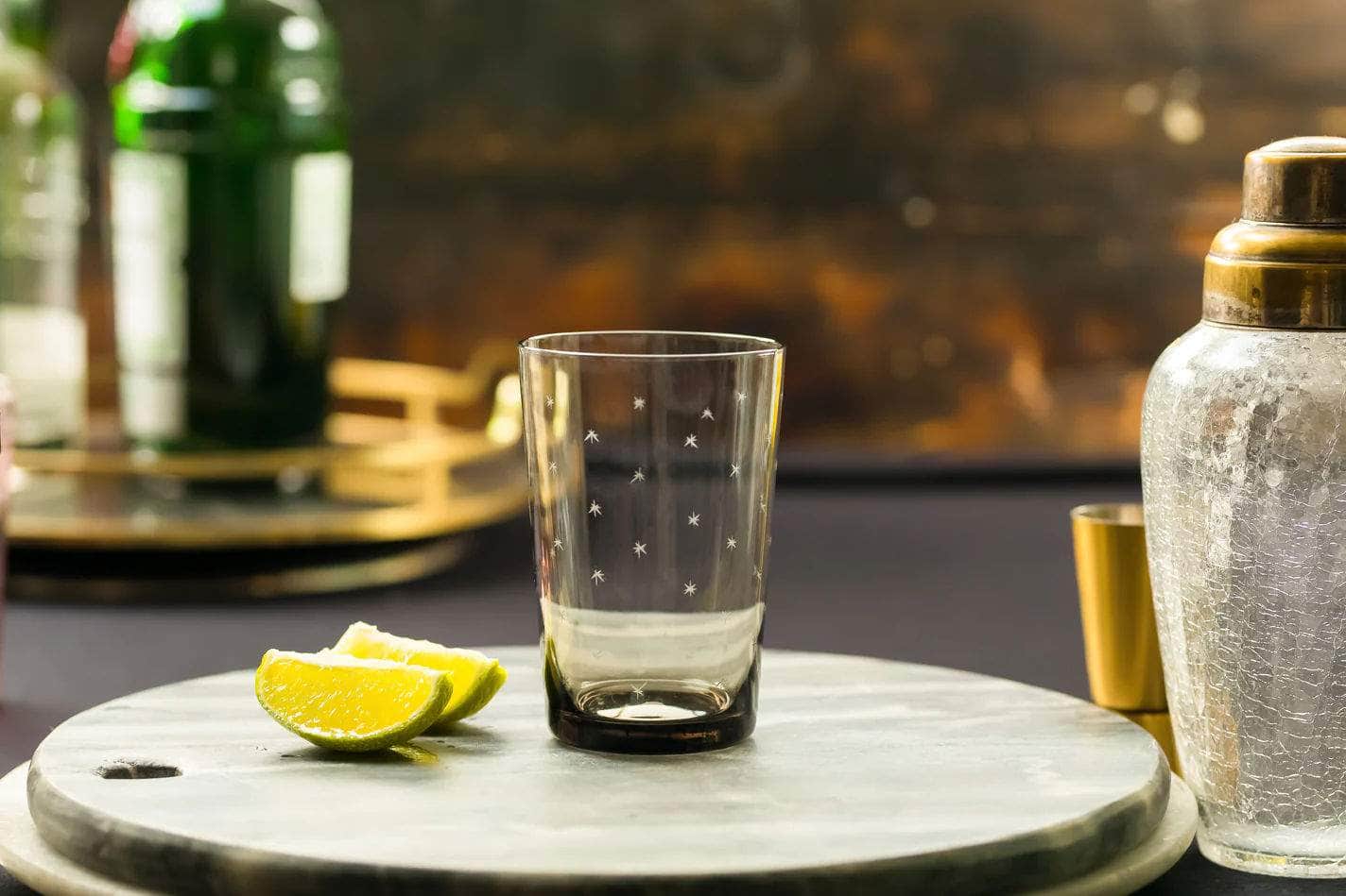 Smoky Crystal Tumblers with stars design