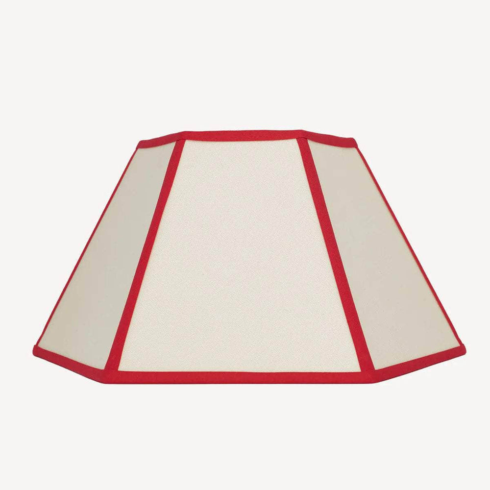 Hexagon Linen Lampshade, Red Trim - Medium