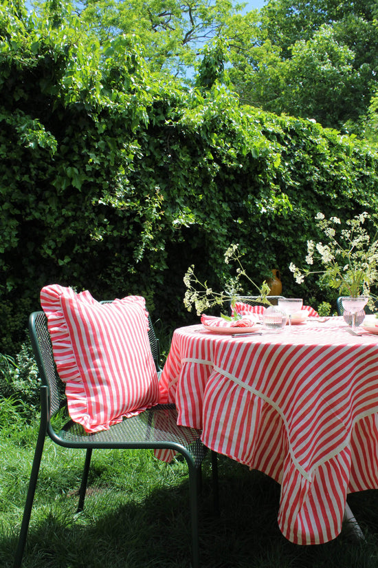 Cherry Red Candy Stripe Tablecloth