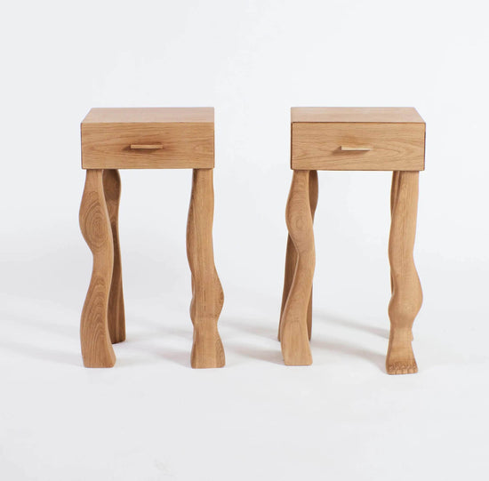 Foot Side Table With Drawer (Pair)