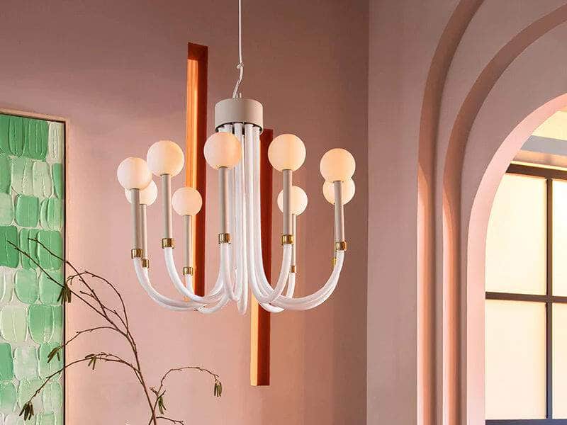 Sand 10 light glass arms chandelier