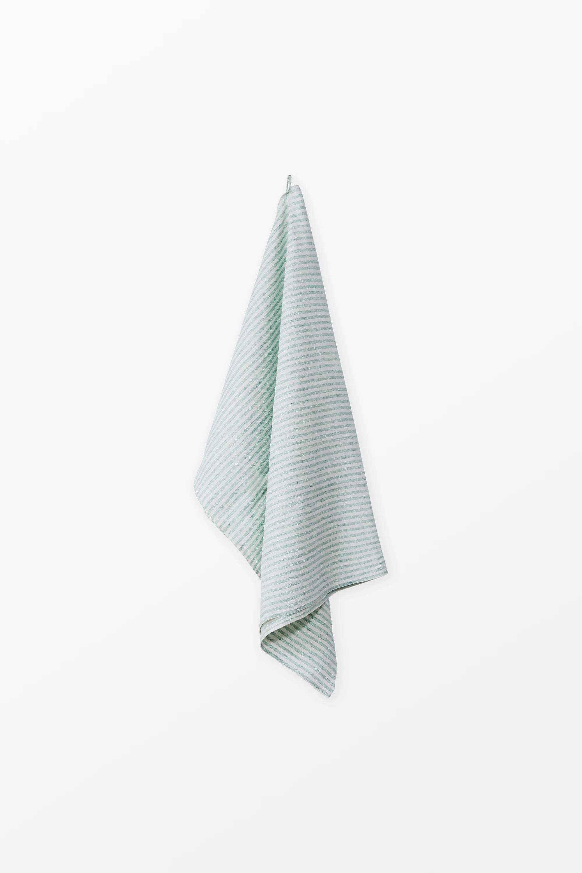 Turquoise + White Linen Bath Towel