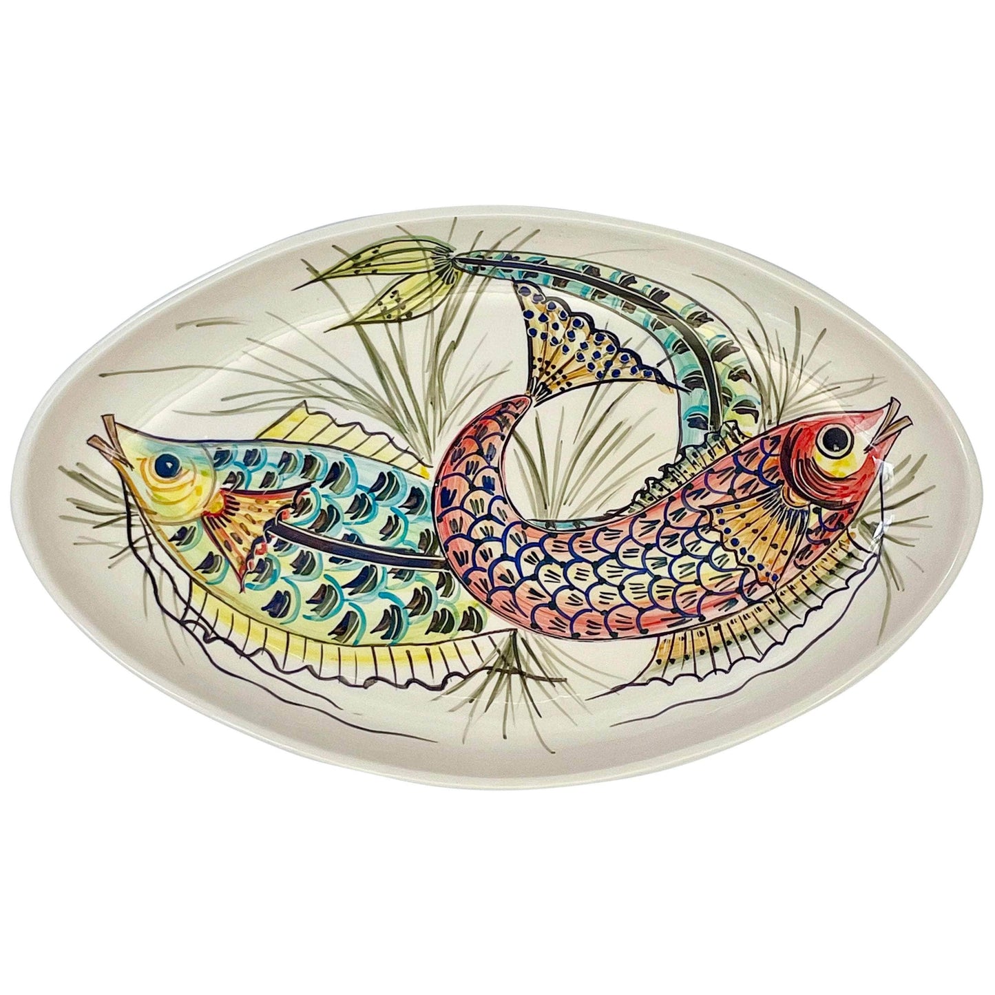 Large Oval Platter, Red Aldo Fish