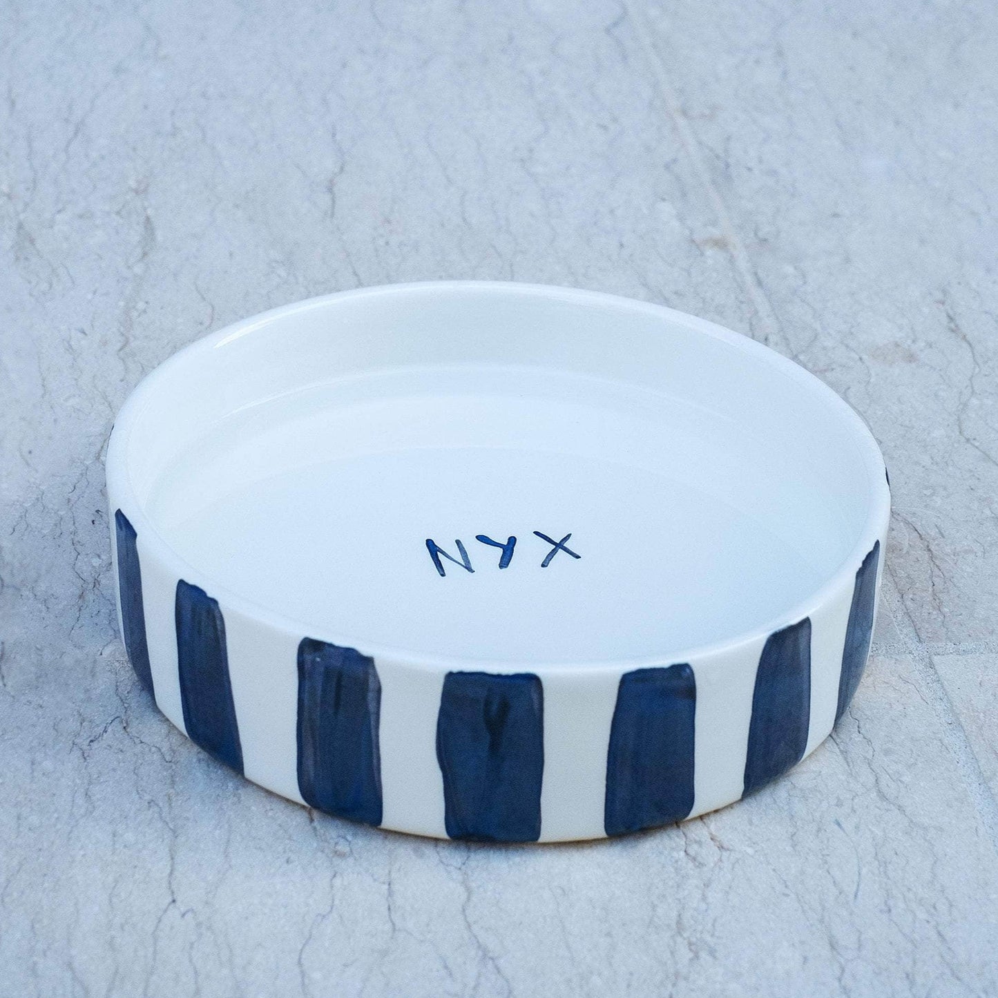 Black and White Striped Pet Bowl