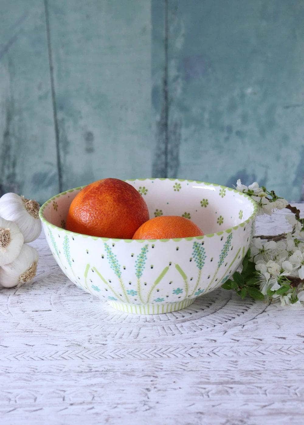 Fruit Bowl - White and Green
