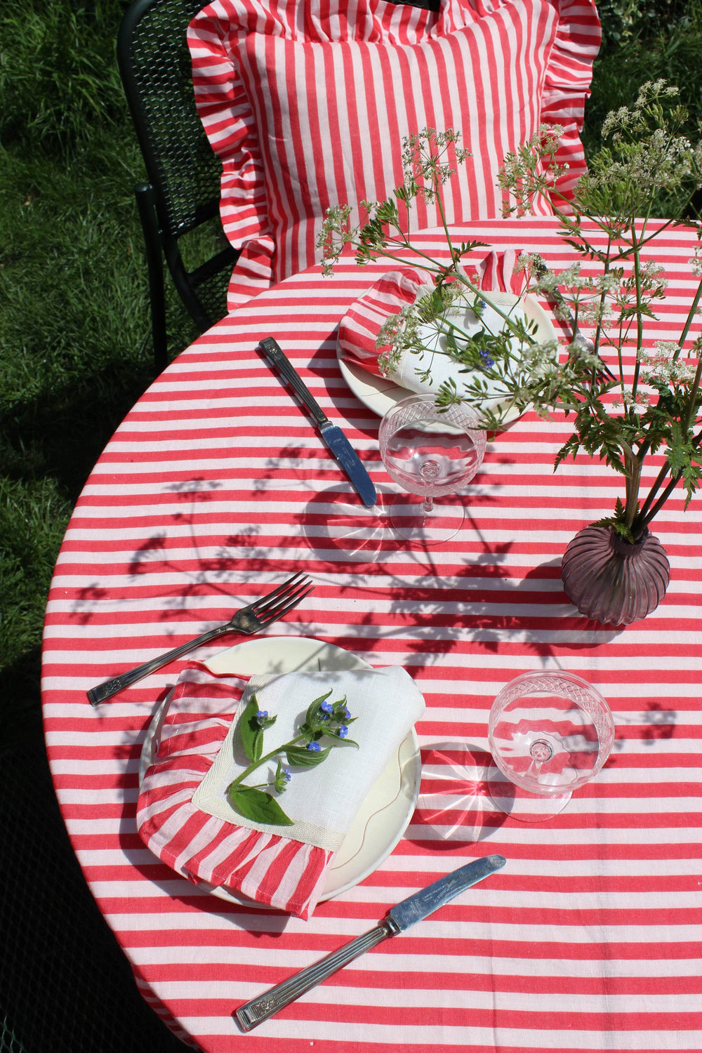 Cherry Red Candy Stripe - Set of 2 Napkins