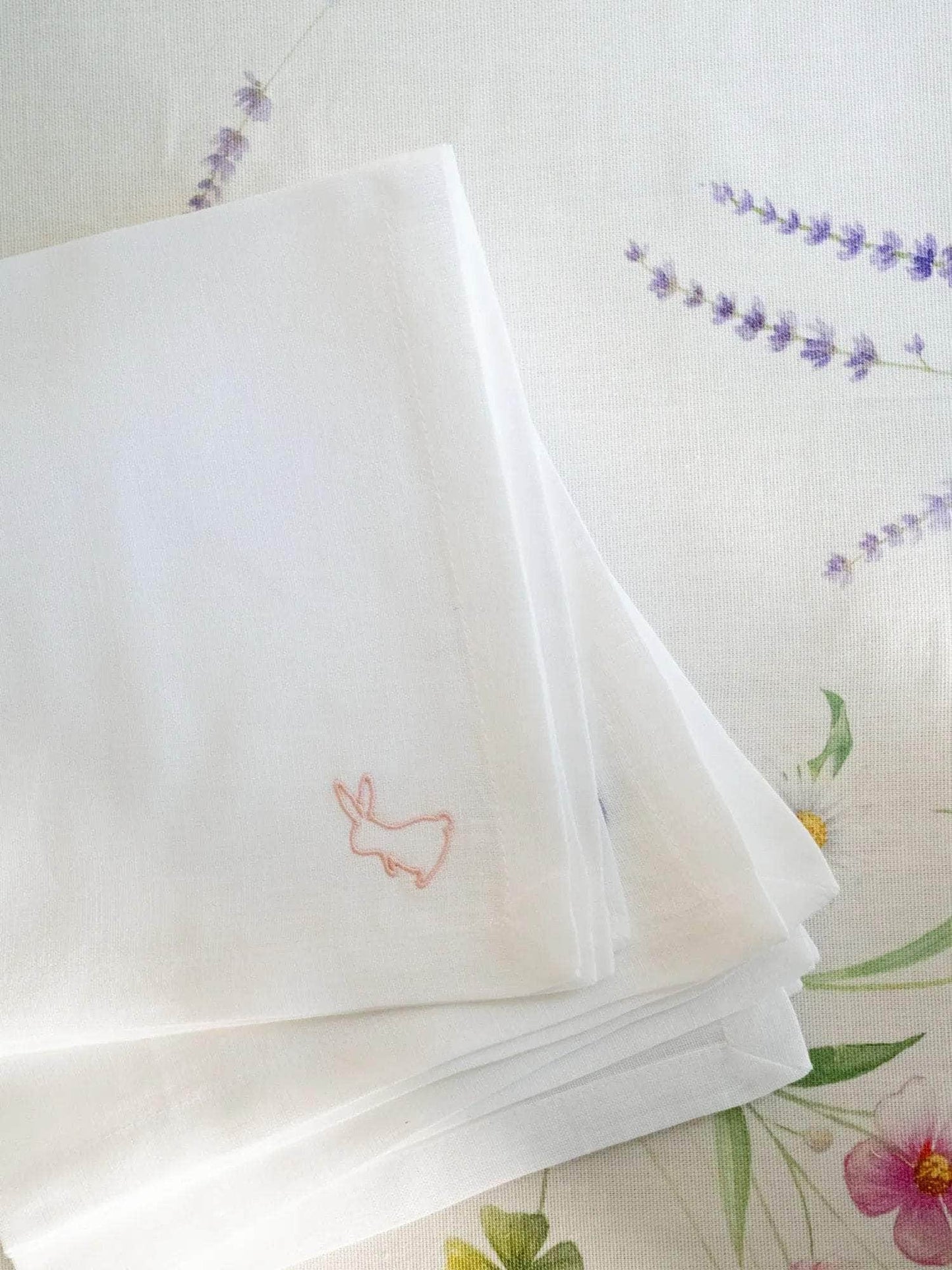 Embroidered Bunny Napkins, Set of Four