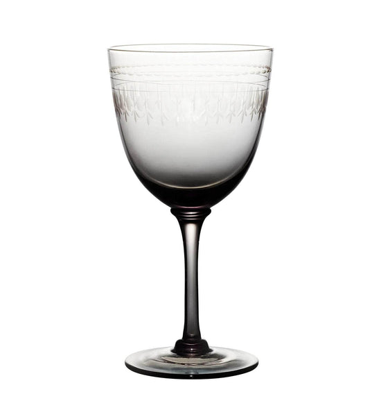 Smoky Crystal Wine Glasses with ovals design