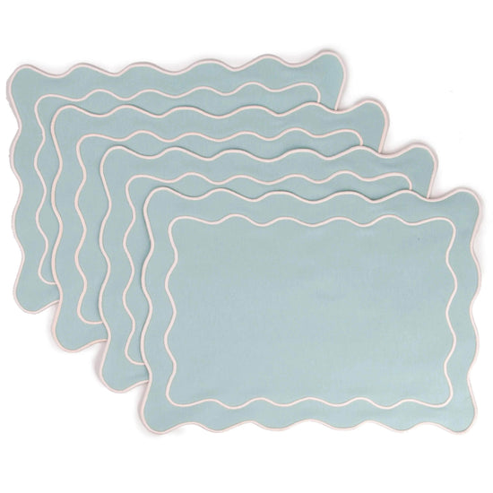Load image into Gallery viewer, Embroidered Wave Placemat Green
