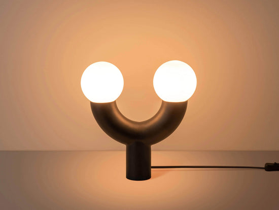 Charcoal grey tube table lamp