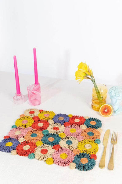 Fleur Raffia Placemat, Multicolor
