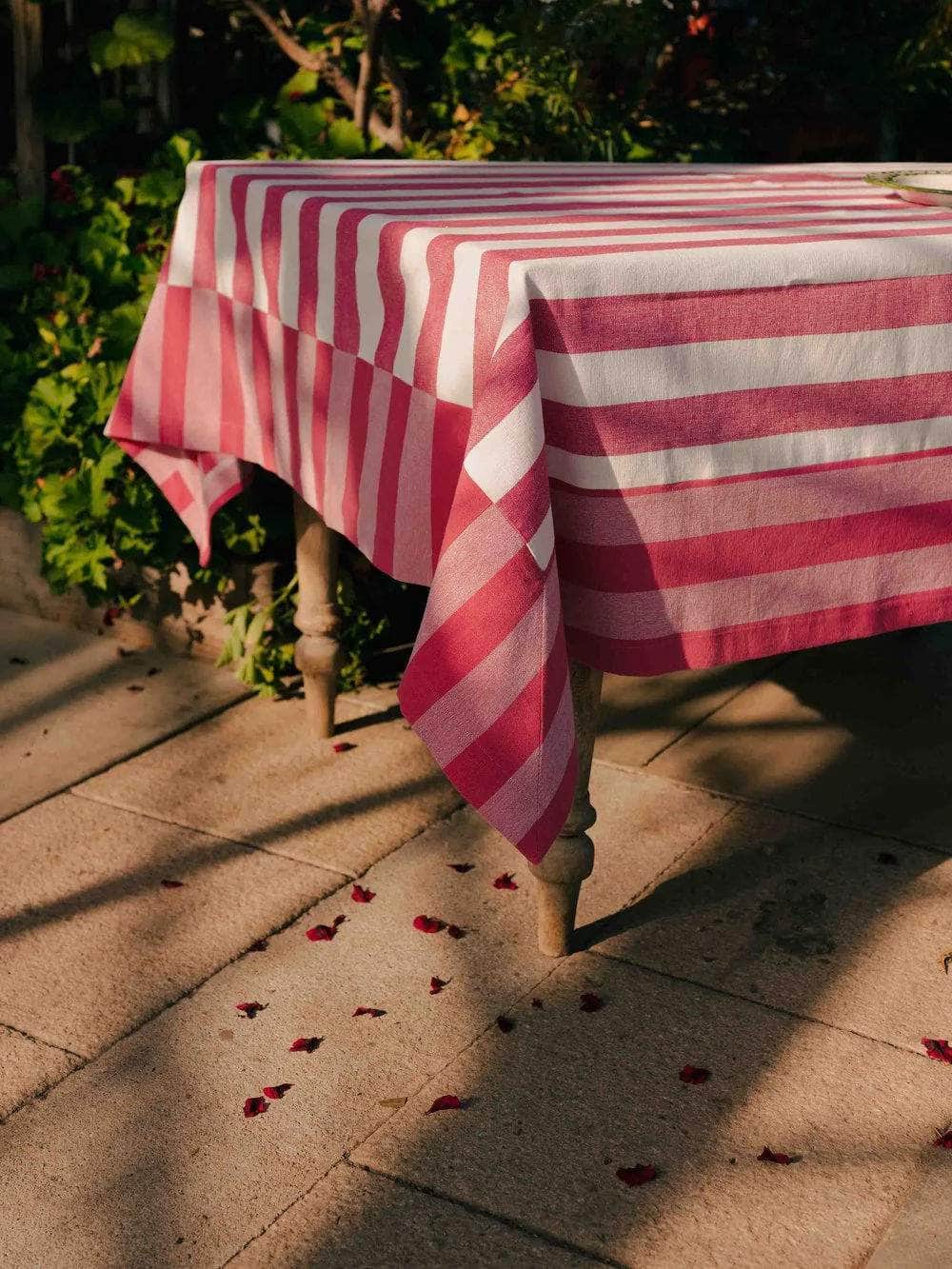 Punch Pink Stripe Tablecloth