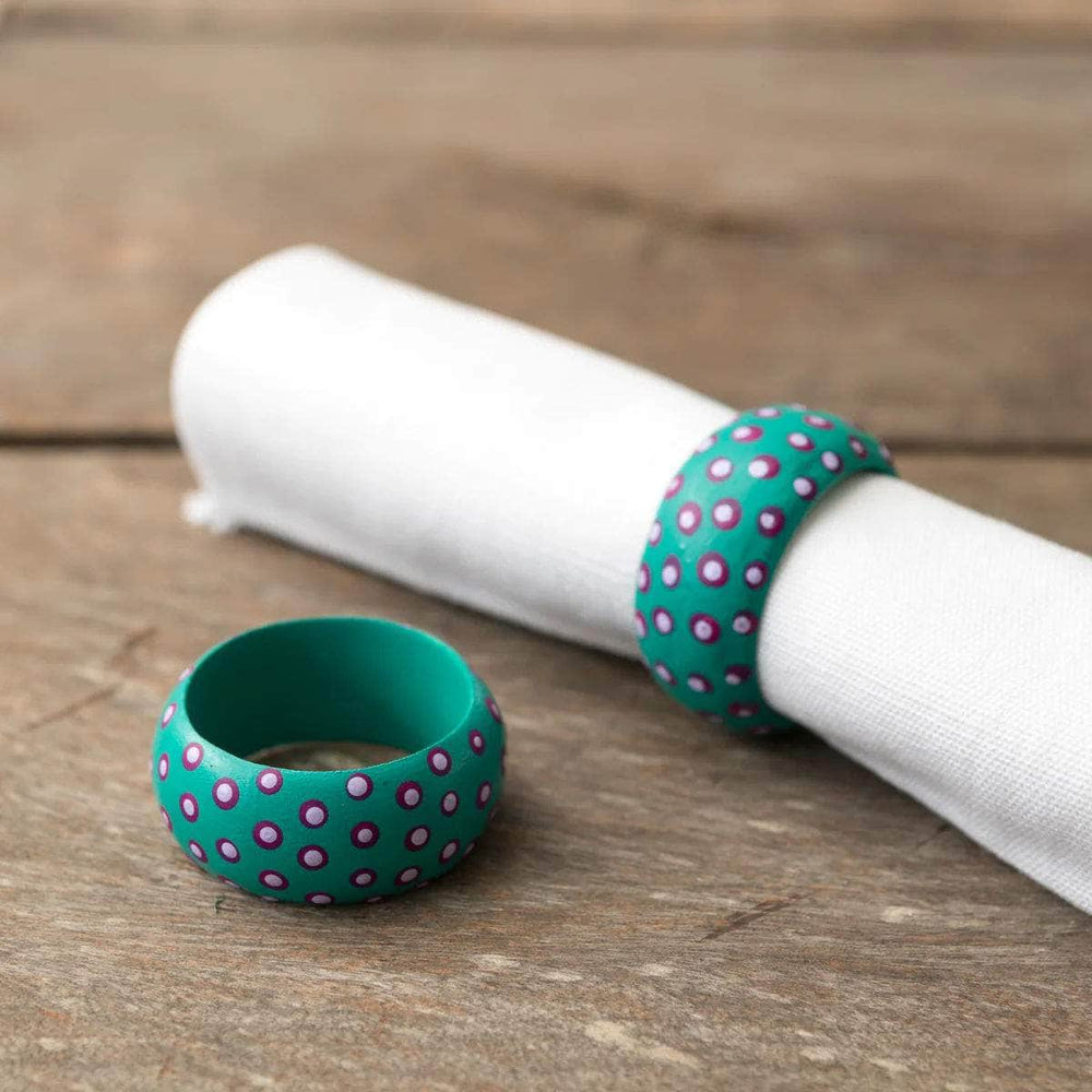 Wooden Dots Napkin Holder - Turquoise