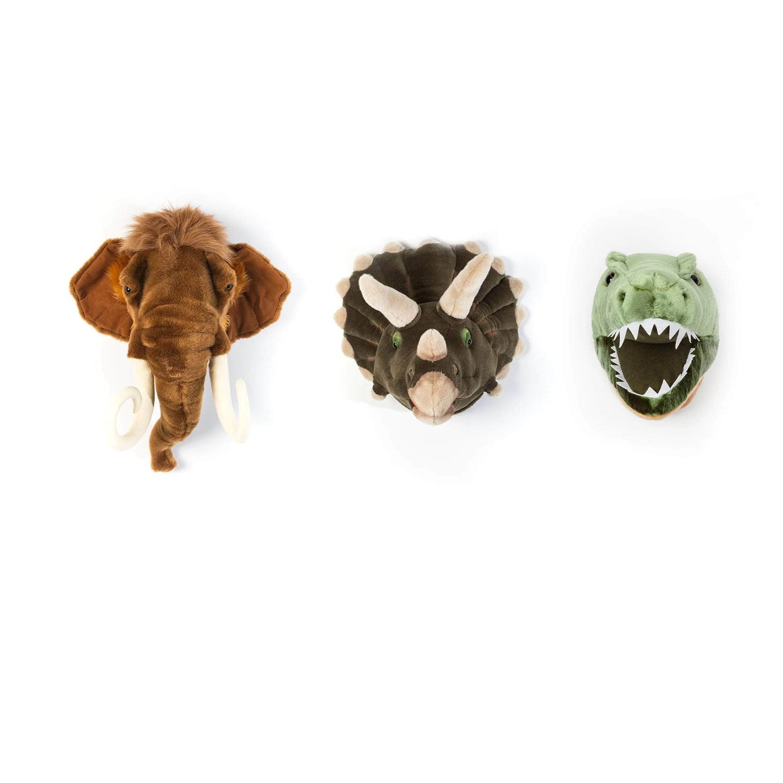 Prehistoric Box Set of 3 Wall Mini Mounted Plush Heads