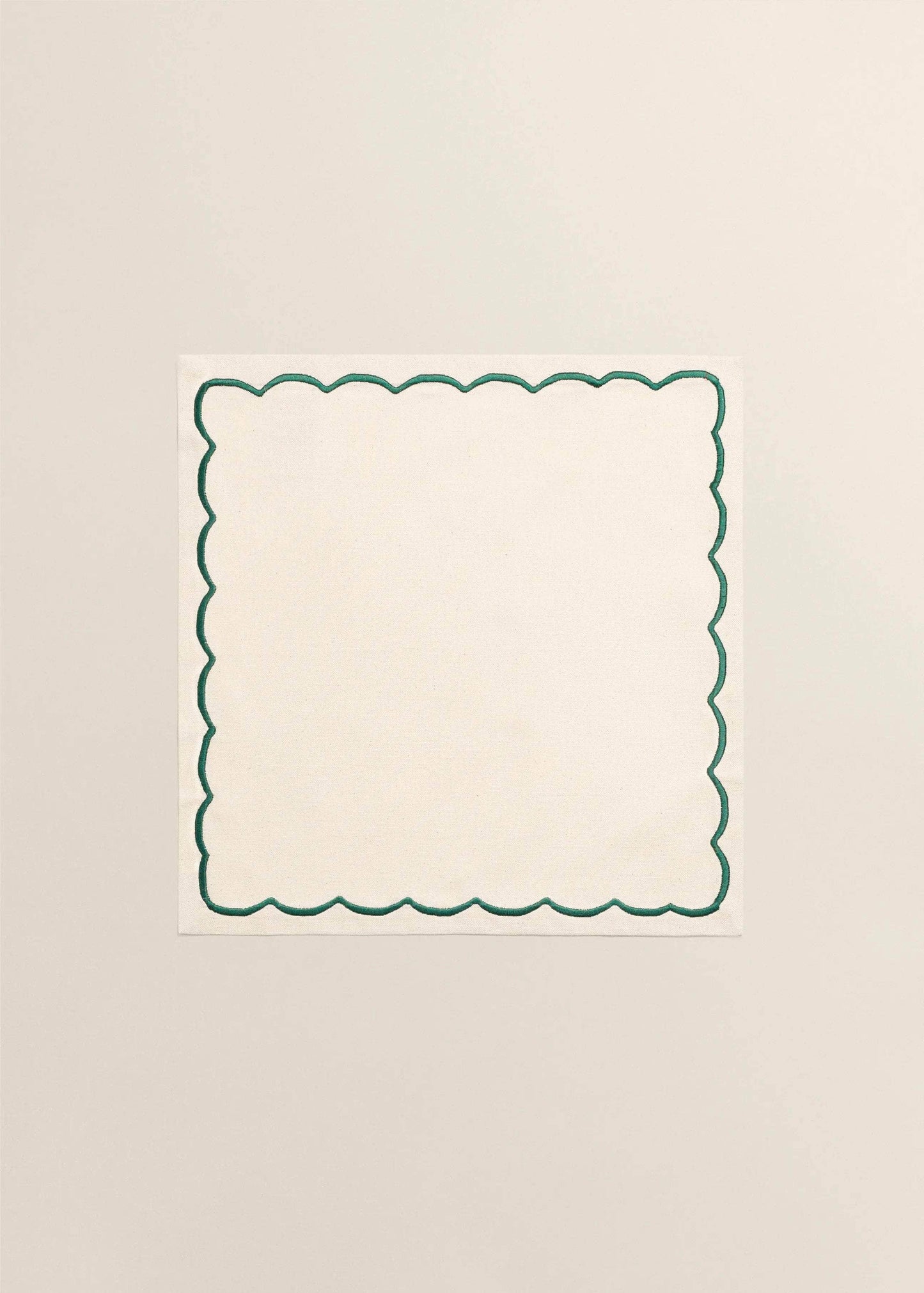 Beige Linen with Green Embroidered Napkins (Set of 2)