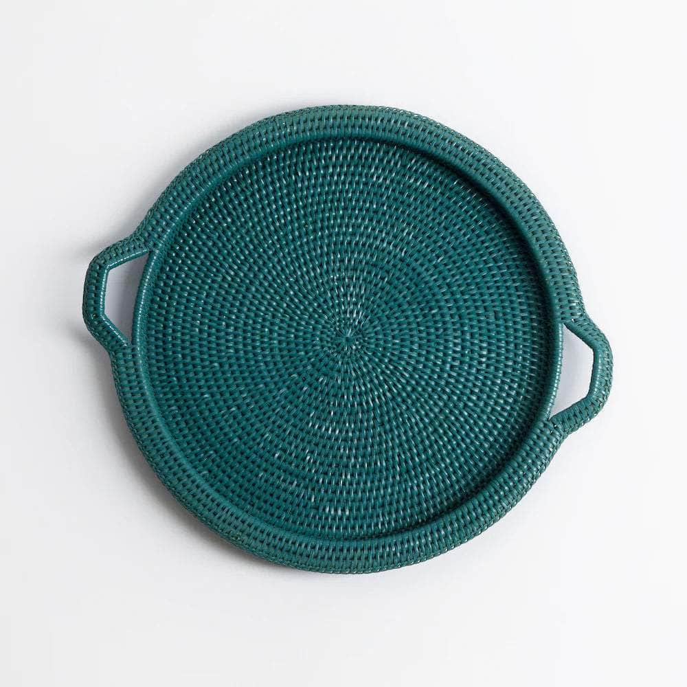 Inle Rattan Tray | Teal