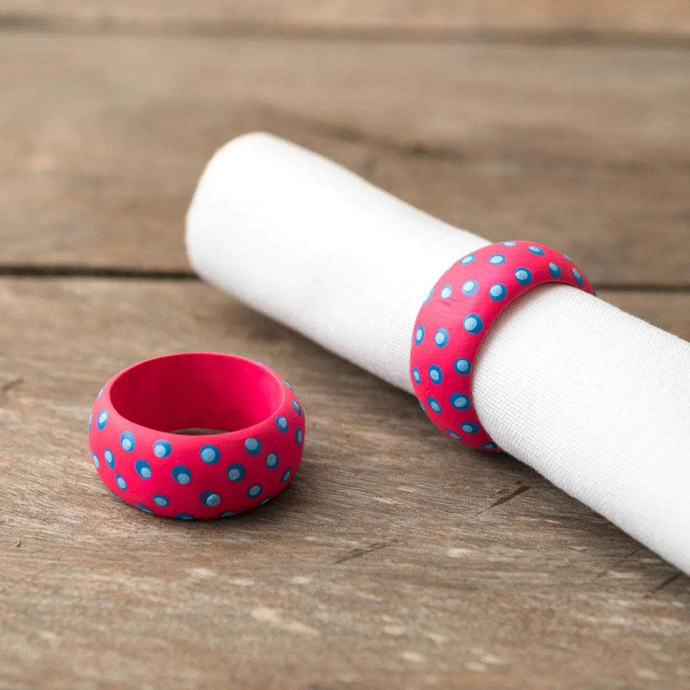 Wooden Dots Napkin Holder - Fuschia