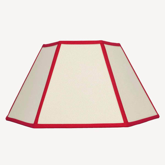 Hexagon Linen Lampshade, Red Trim - Large