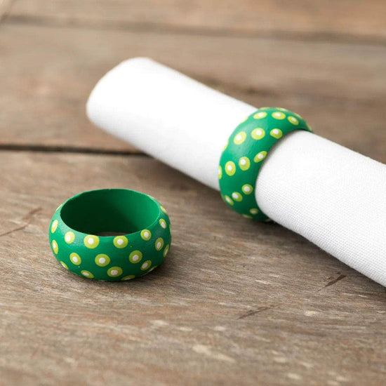 Wooden Dots Napkin Holder - Green