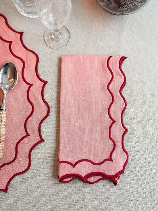 Navy Napkin, Salmon with Red
