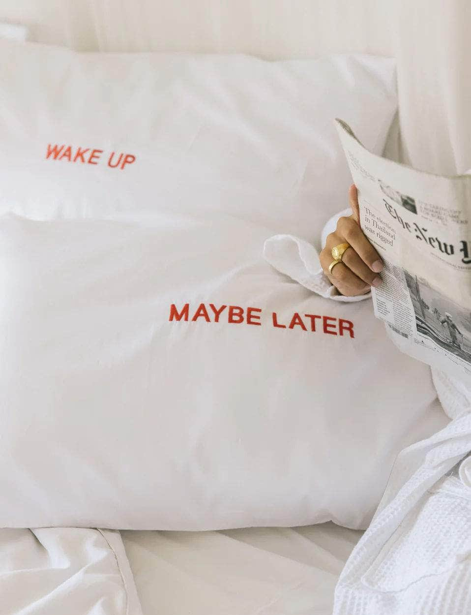 Wake Up - Maybe Later Pillowcase Set