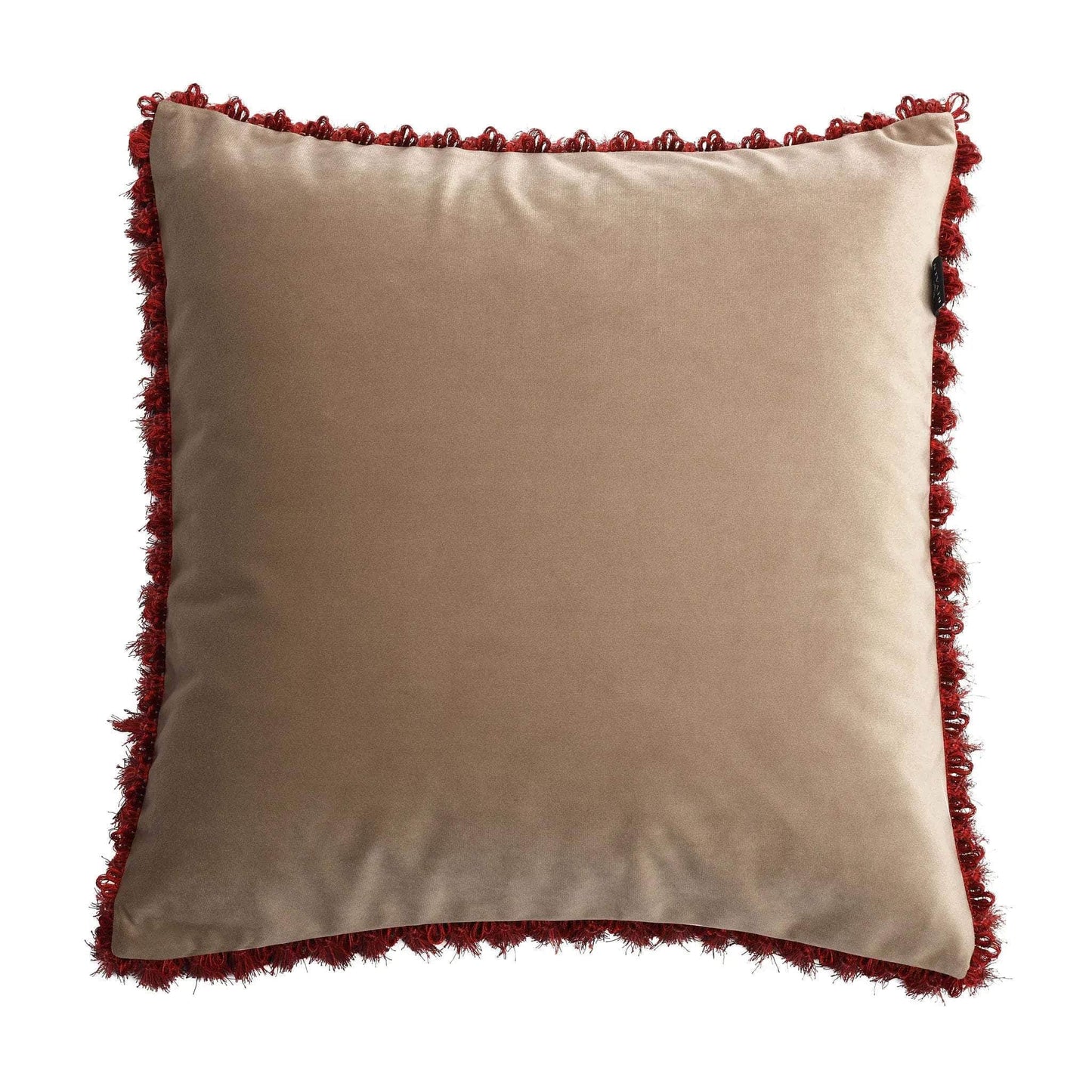 Velvet Lobster Print Langosta Taupe Cushion With Tassels