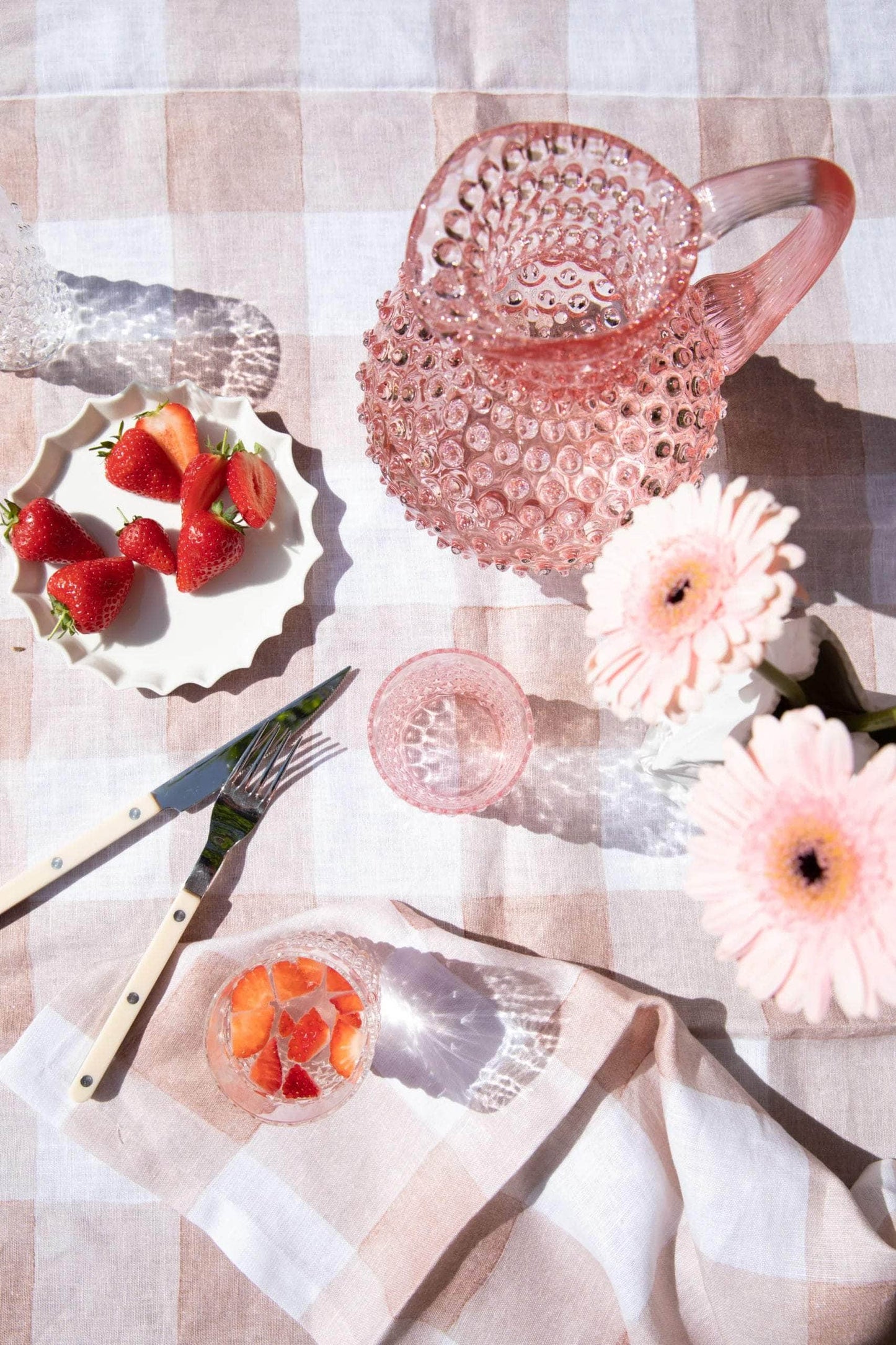 Pink Gingham Napkins, Set of Four