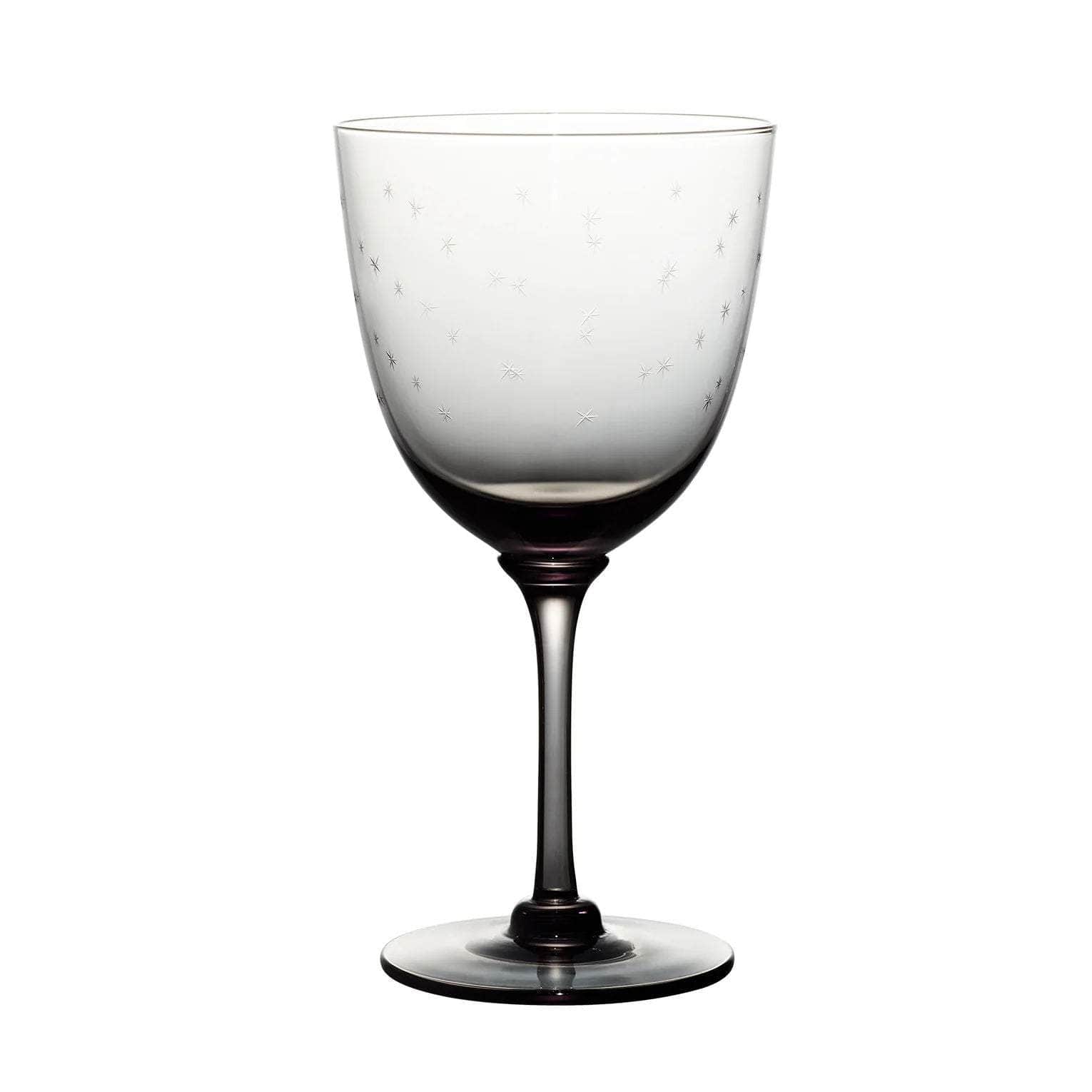 Smoky Crystal Wine Glasses with stars design
