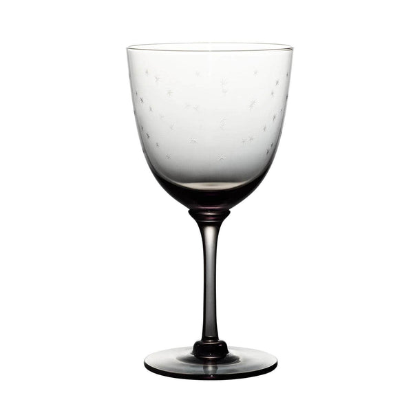 Smoky Crystal Wine Glasses with stars design