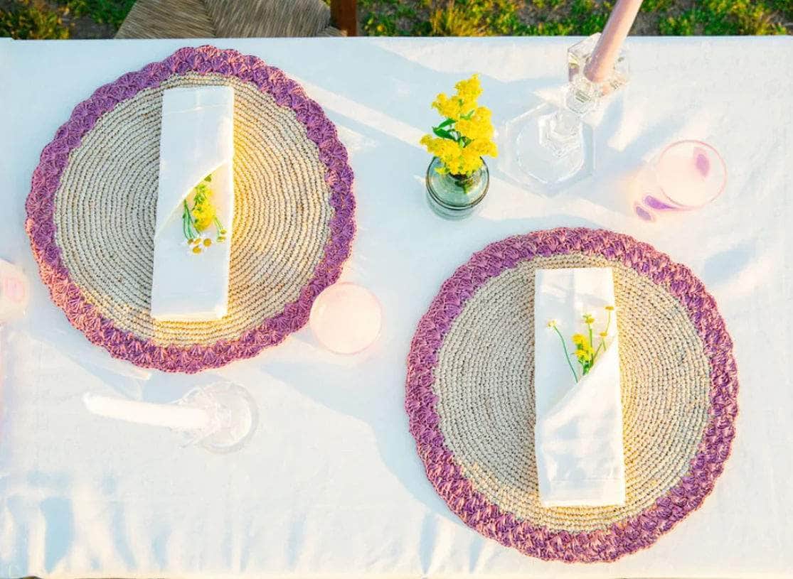 Round Placemat With Lavender Edges