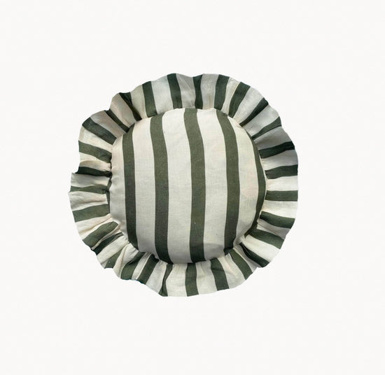 Load image into Gallery viewer, Round Olive &amp;amp; Ivory Cushion Cover

