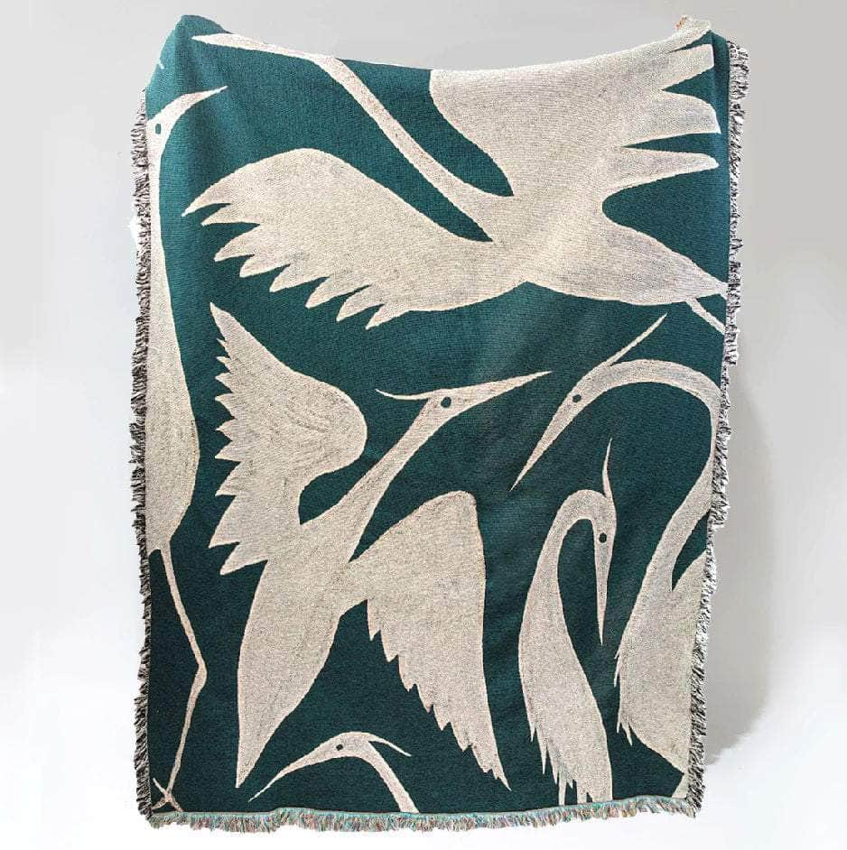 Heron Recycled Cotton Woven Throw - Teal