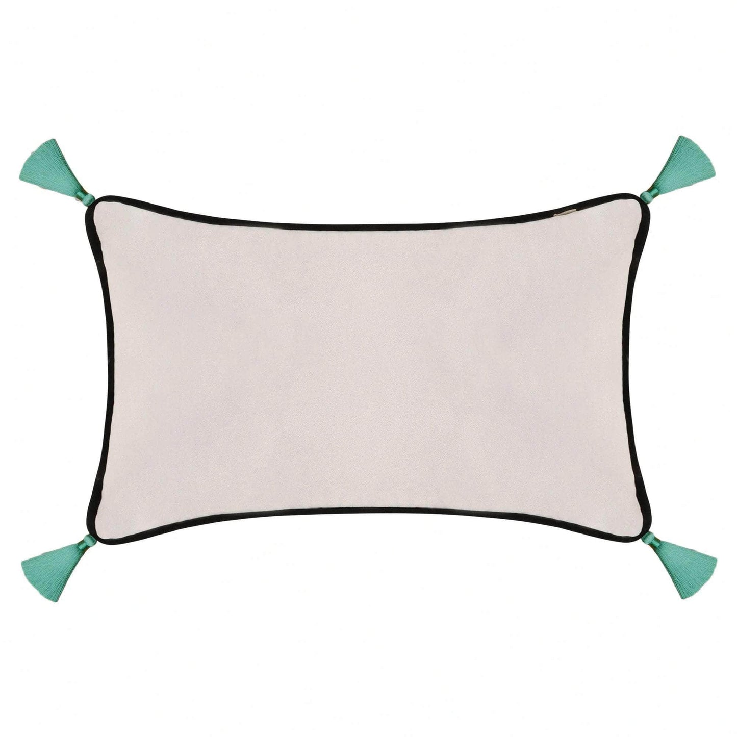Light Grey Velvet Rectangular Cushion with Tassels