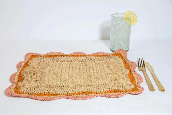 Garden Party Placemat with Pink and Orange Edges