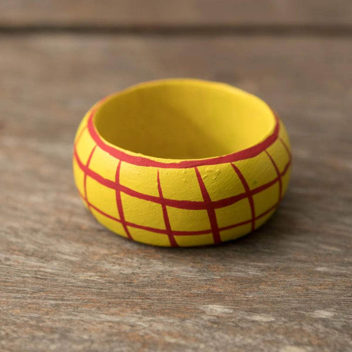 Wooden Check Napkin Holder - Yellow